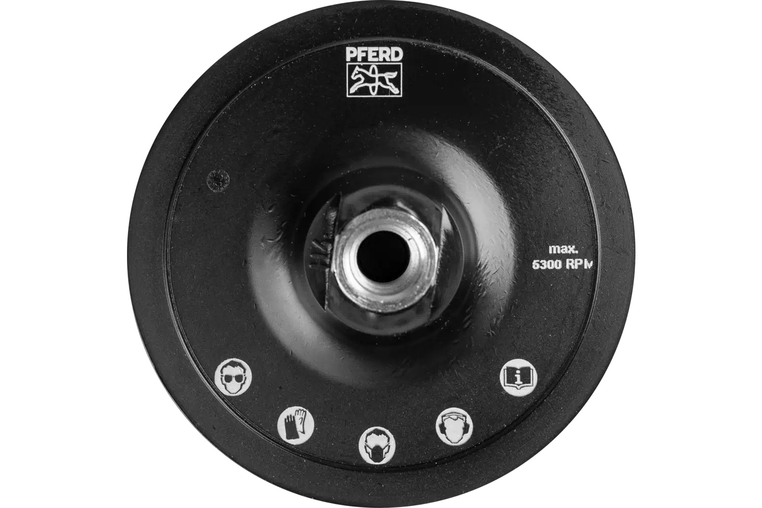 Picture of Pferd Polivlies® Hook & Loop Disc Holder, 4-1/2", 5/8-11 Thread with Centering Pin